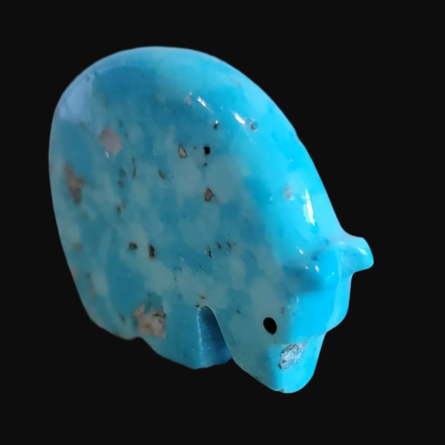 Turquoise Medicine Bear w/ Inlaid Bear Paw Zuni Fetish