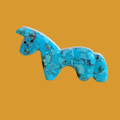 Double Sided Turquoise and Serpentine Zuni Fetish Horse