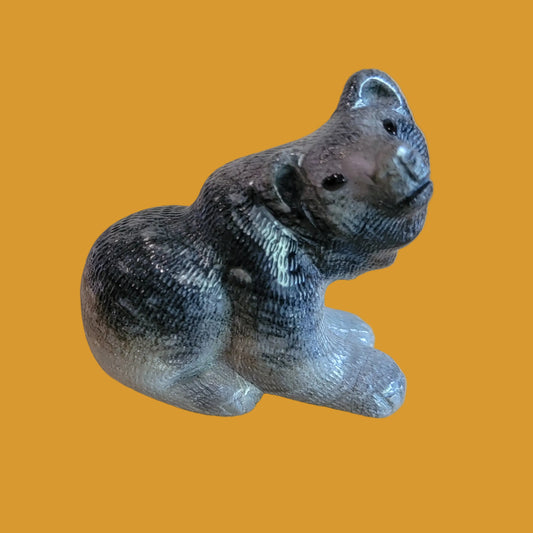 Adorable Sitting Picasso Marble Bear Zuni Fetish