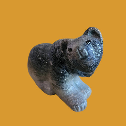 Adorable Sitting Picasso Marble Bear Zuni Fetish