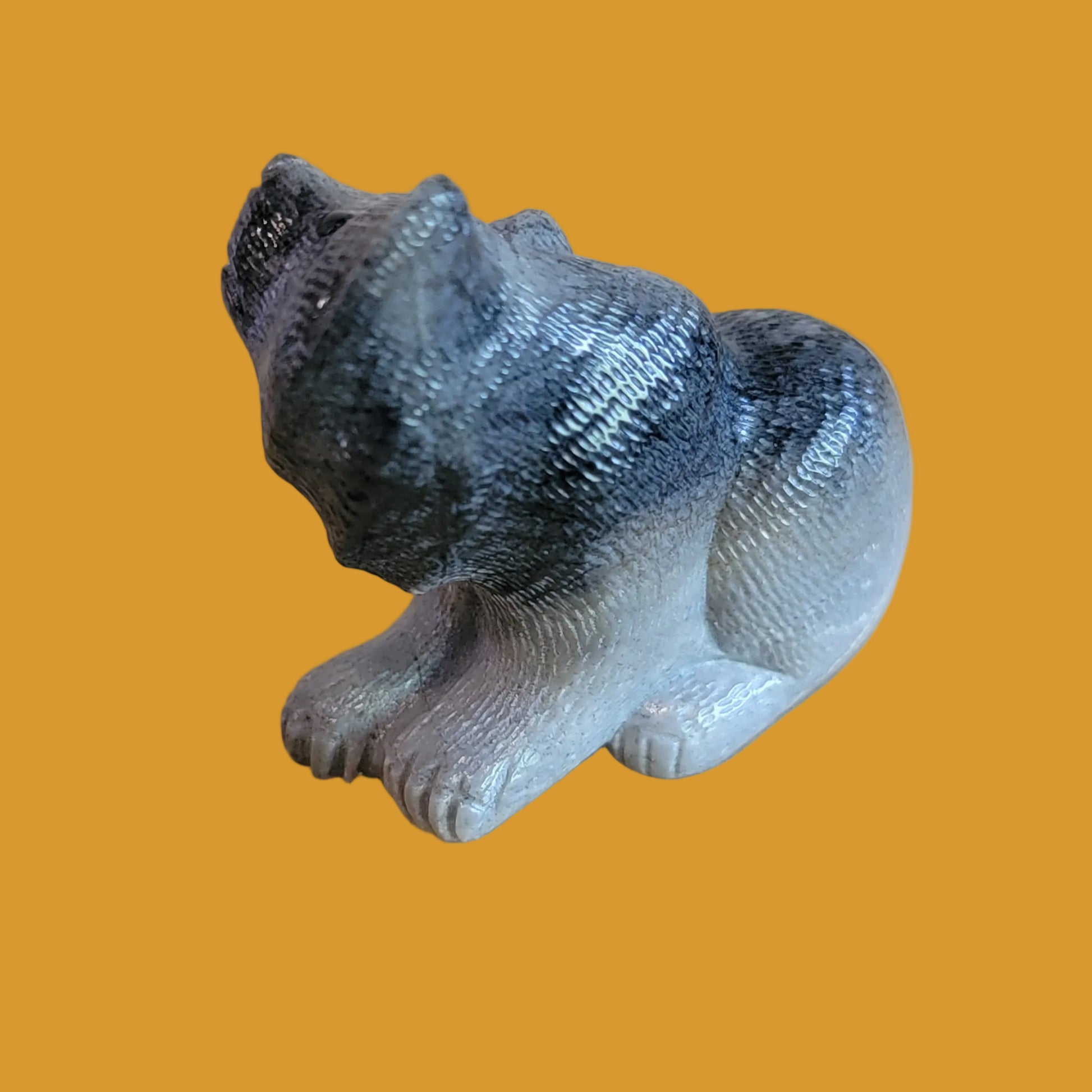 Adorable Sitting Picasso Marble Bear Zuni Fetish
