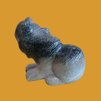 Adorable Sitting Picasso Marble Bear Zuni Fetish