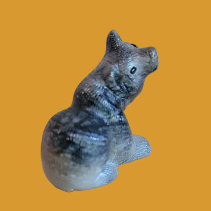 Adorable Sitting Picasso Marble Bear Zuni Fetish