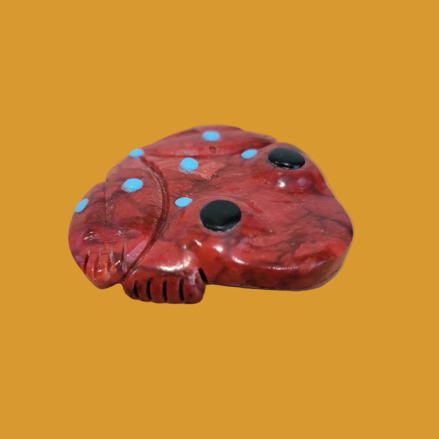 Brilliant Orange/Red Apple Coral Frog Zuni Fetish