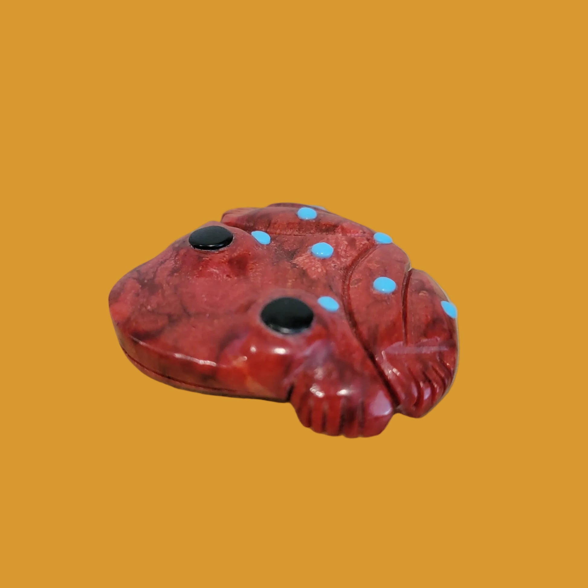 Brilliant Orange/Red Apple Coral Frog Zuni Fetish