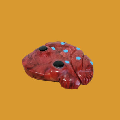 Brilliant Orange/Red Apple Coral Frog Zuni Fetish