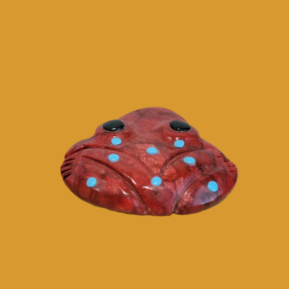 Brilliant Orange/Red Apple Coral Frog Zuni Fetish