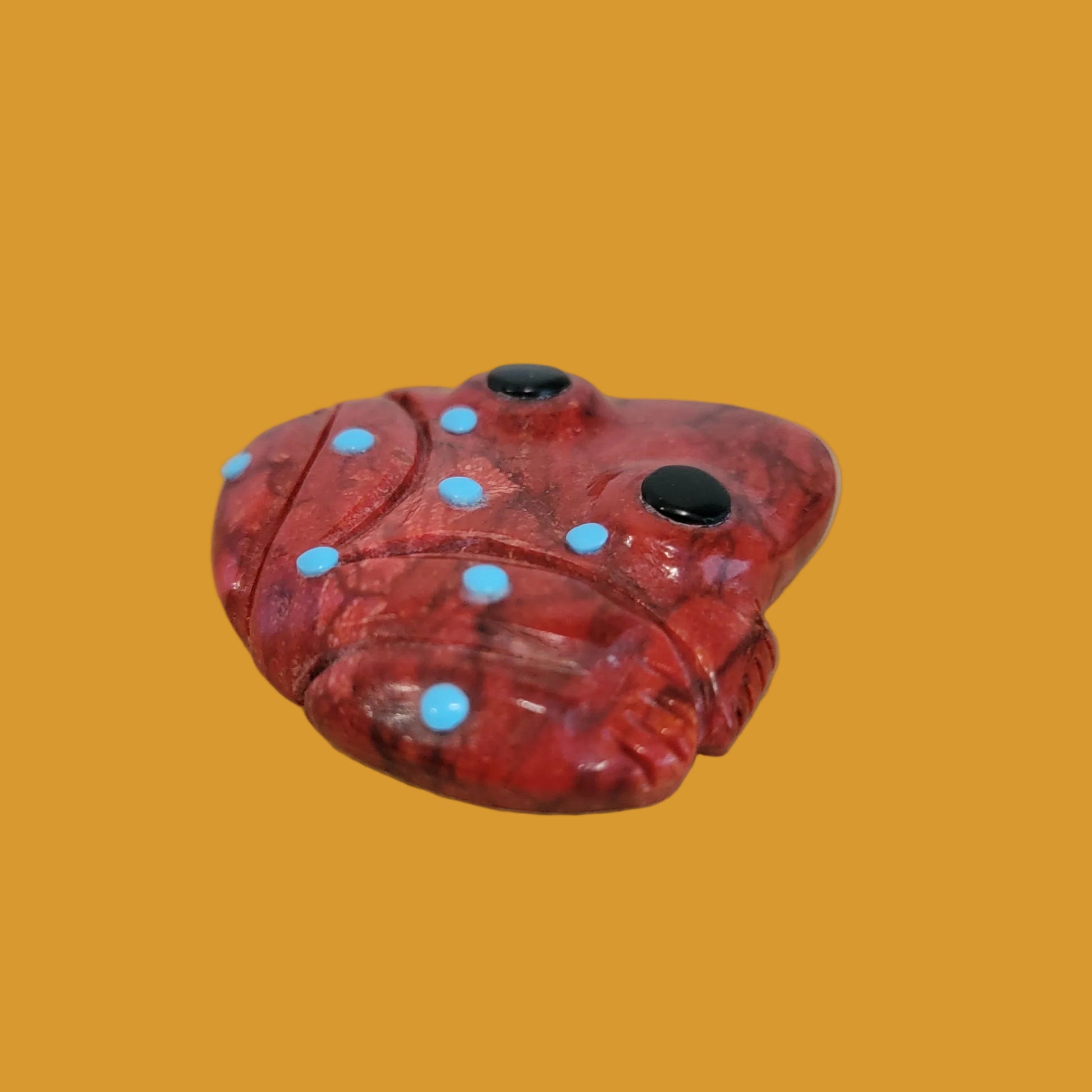 Brilliant Orange/Red Apple Coral Frog Zuni Fetish