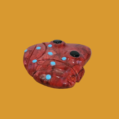 Brilliant Orange/Red Apple Coral Frog Zuni Fetish