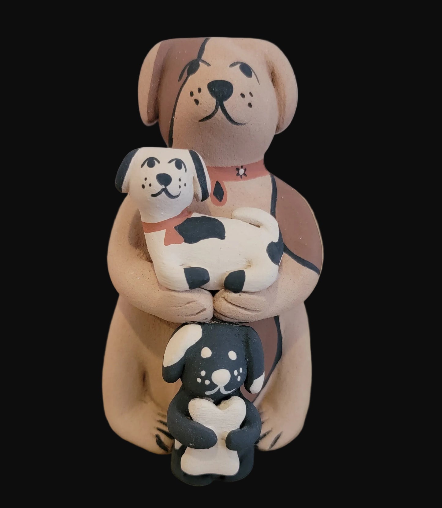 Cute Dog w/Pups Jemez Pueblo Pottery Storyteller