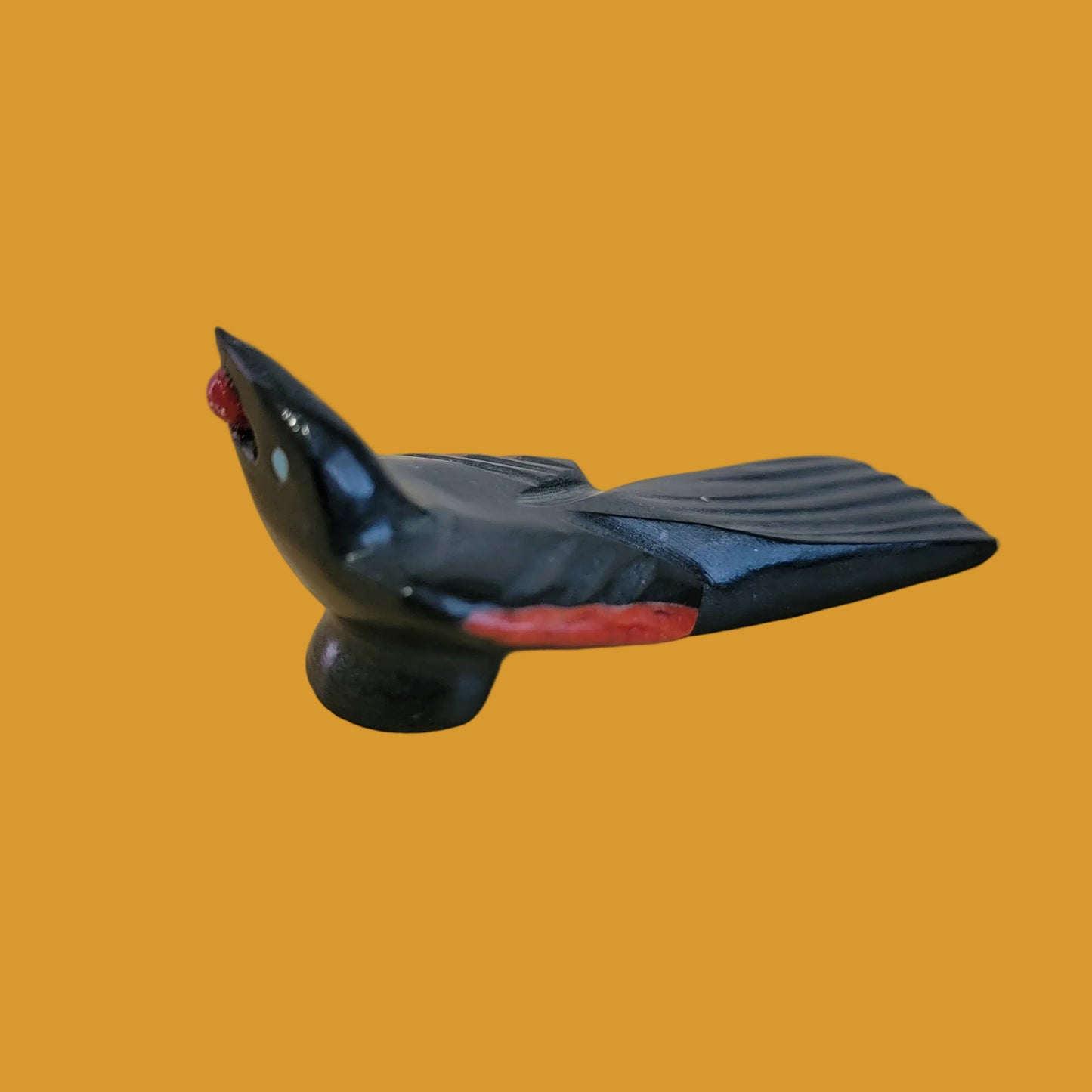 Marble Magpie w/Coral Wings and Berry Zuni Fetish