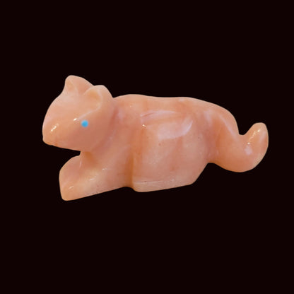 Orange Satin Spar Gypsum Mountain Lion Zuni Fetish