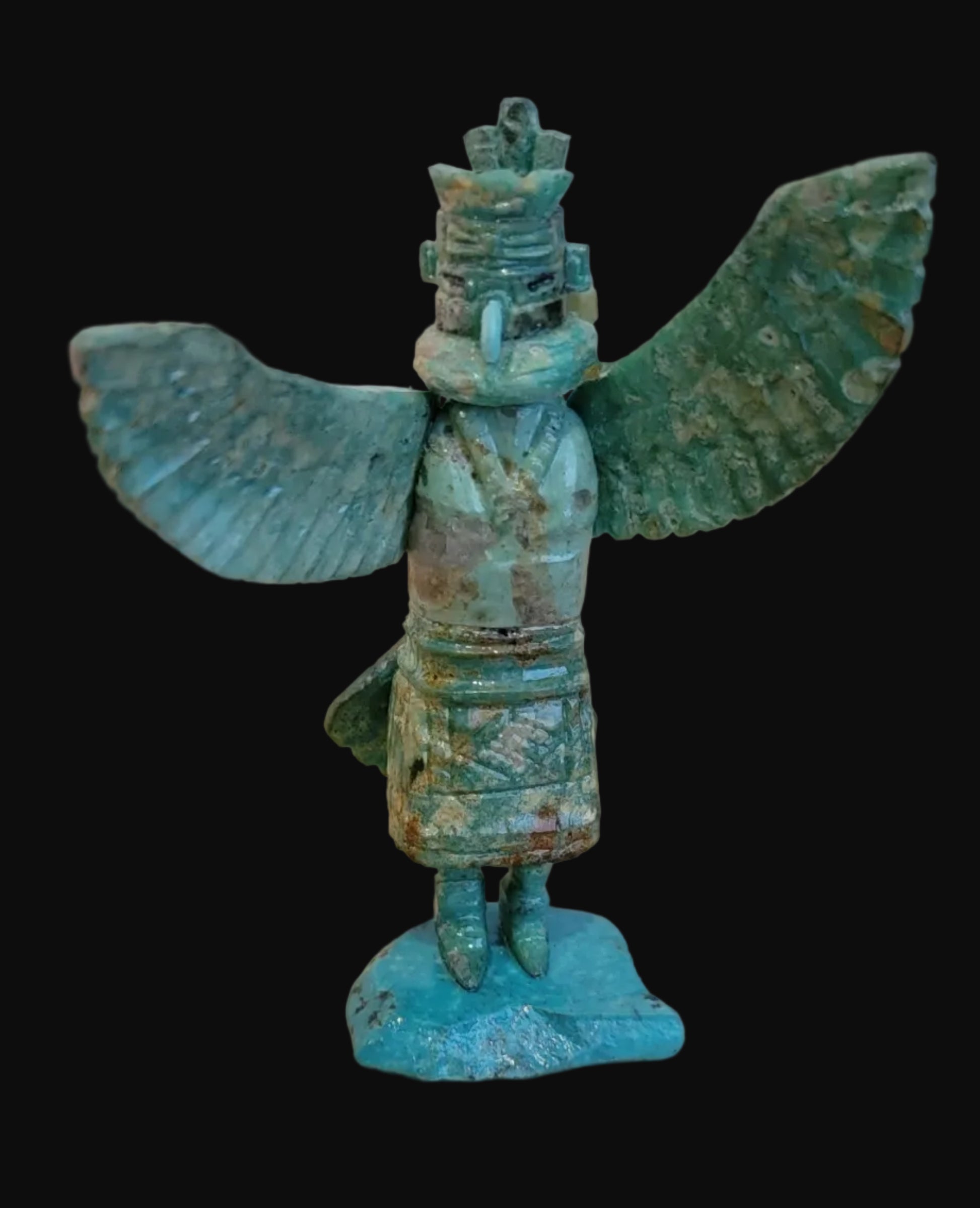 Spectacular Amazonite w/Turquoise Eagle Dancer Zuni Fetish