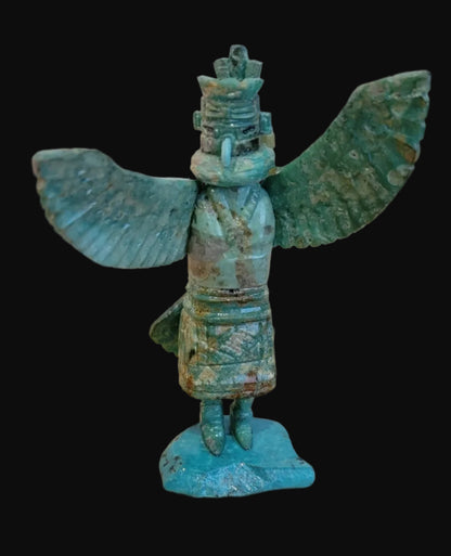 Spectacular Amazonite w/Turquoise Eagle Dancer Zuni Fetish