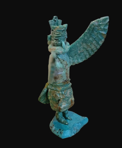 Spectacular Amazonite w/Turquoise Eagle Dancer Kachina/ Zuni Fetish