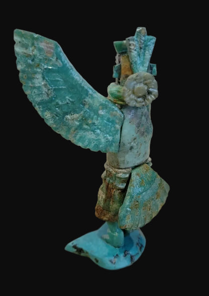 Spectacular Amazonite w/Turquoise Eagle Dancer Kachina/ Zuni Fetish