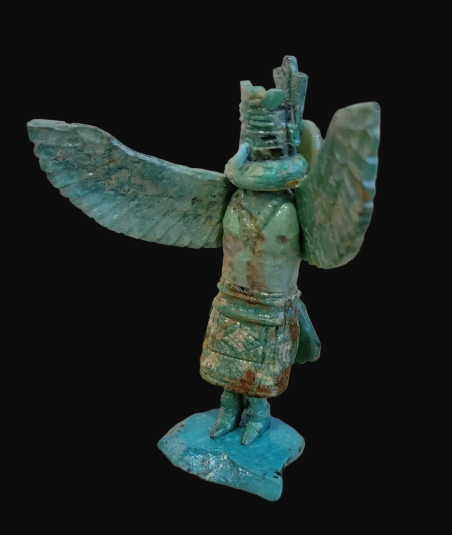 Spectacular Amazonite w/Turquoise Eagle Dancer Kachina/ Zuni Fetish