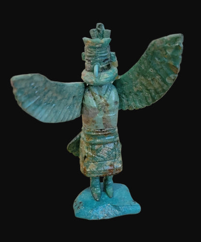 Spectacular Amazonite w/Turquoise Eagle Dancer Kachina/ Zuni Fetish
