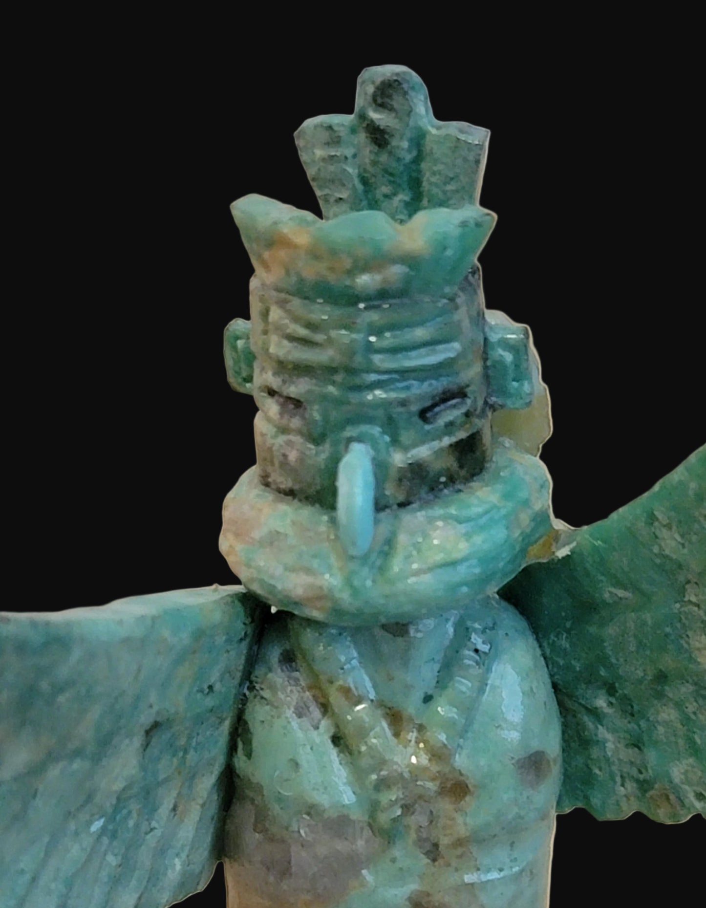 Spectacular Amazonite w/Turquoise Eagle Dancer Kachina/ Zuni Fetish