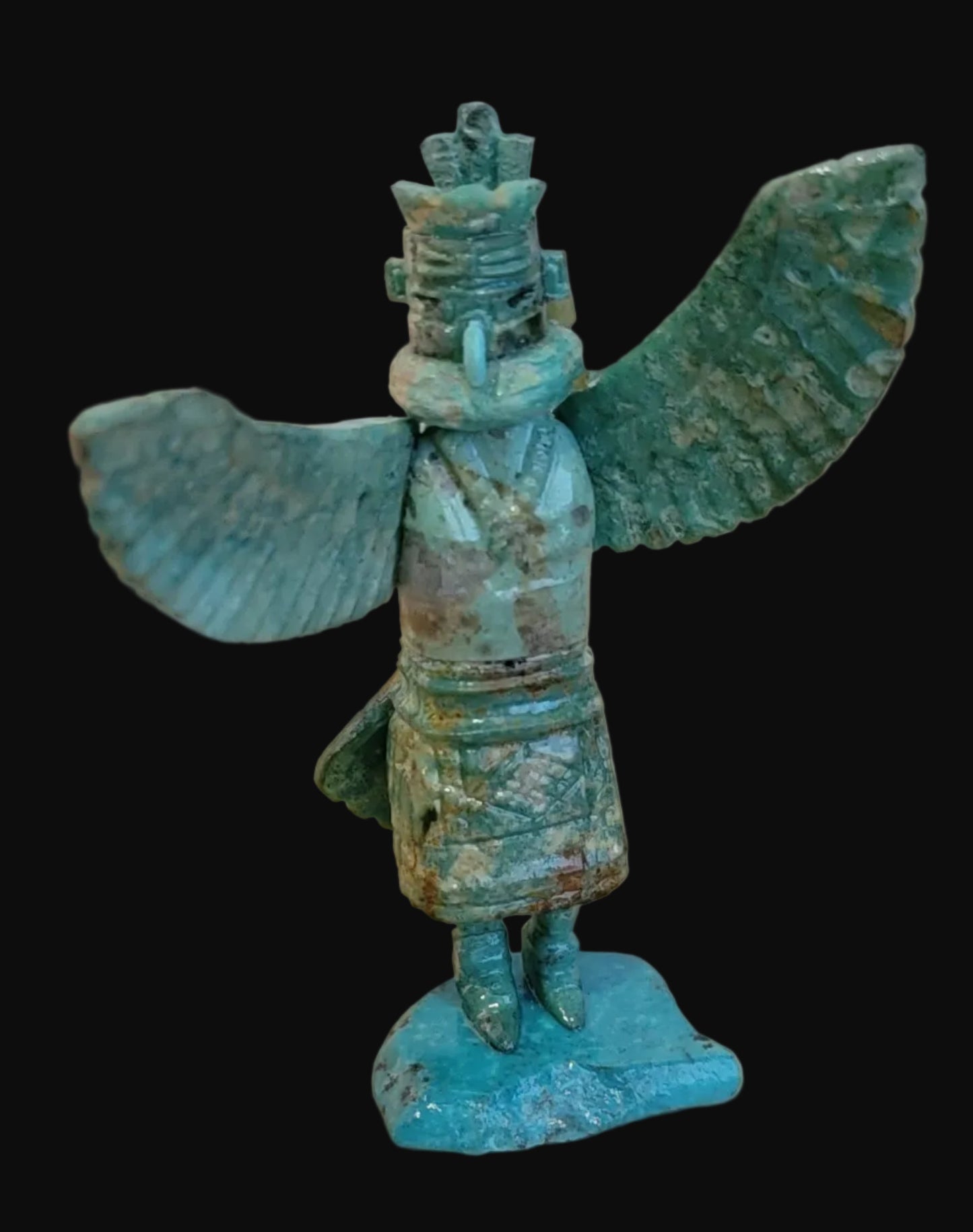 Spectacular Amazonite w/Turquoise Eagle Dancer Kachina/ Zuni Fetish