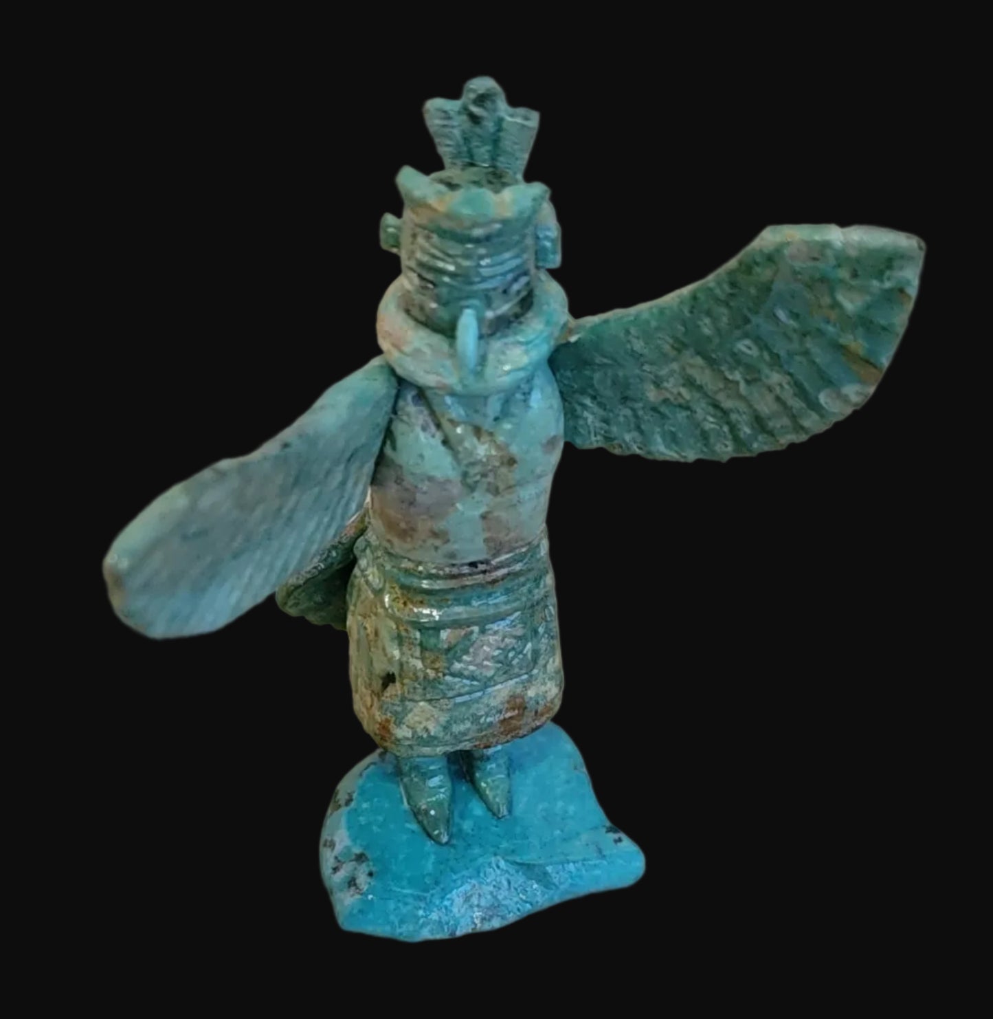 Spectacular Amazonite w/Turquoise Eagle Dancer Kachina/ Zuni Fetish