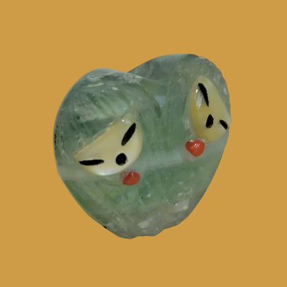 Green Rainbow Fluorite Double Heart Shaped Zuni Maidens Zuni Fetish