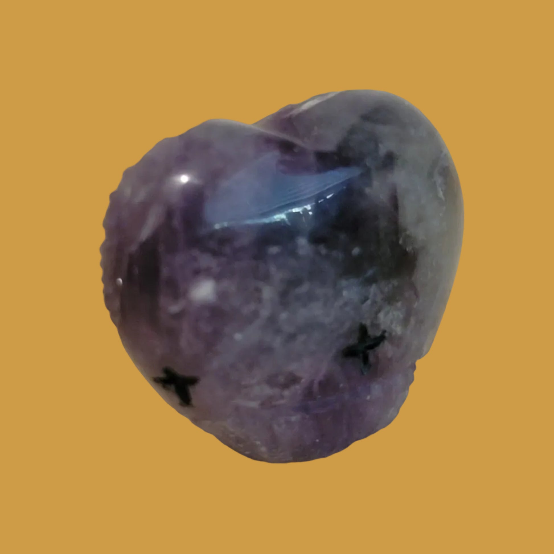Deep Purple Fluorite Double Heart Shaped Zuni Fetish Maidens
