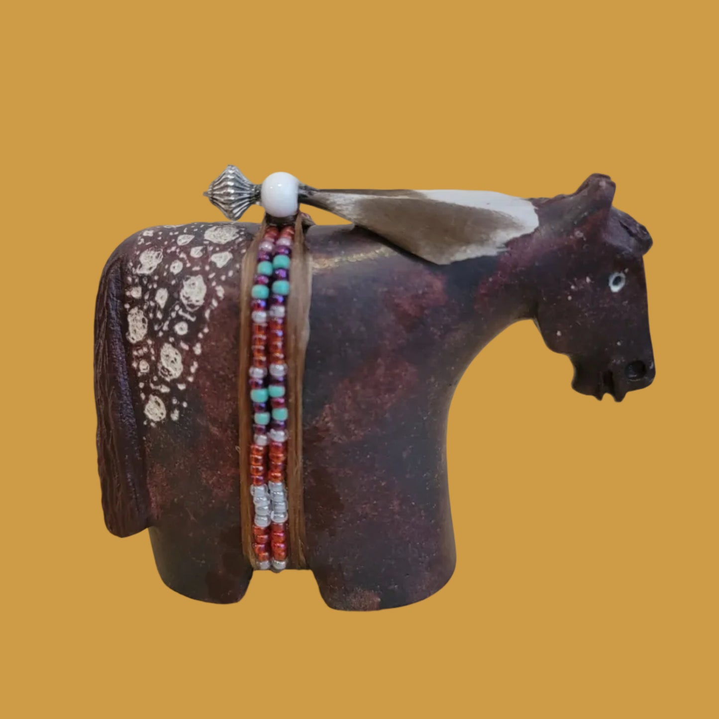 Navajo PaintedAlabaster Appaloosa Horse/Pony Zuni Fetish