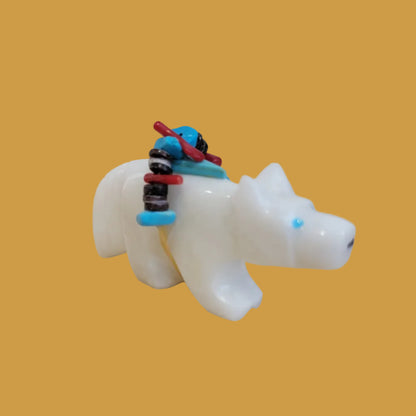 White Alabaster Wolf of The East Zuni Fetish