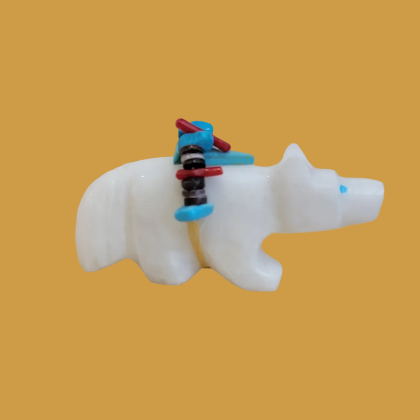 White Alabaster Wolf of The East Zuni Fetish