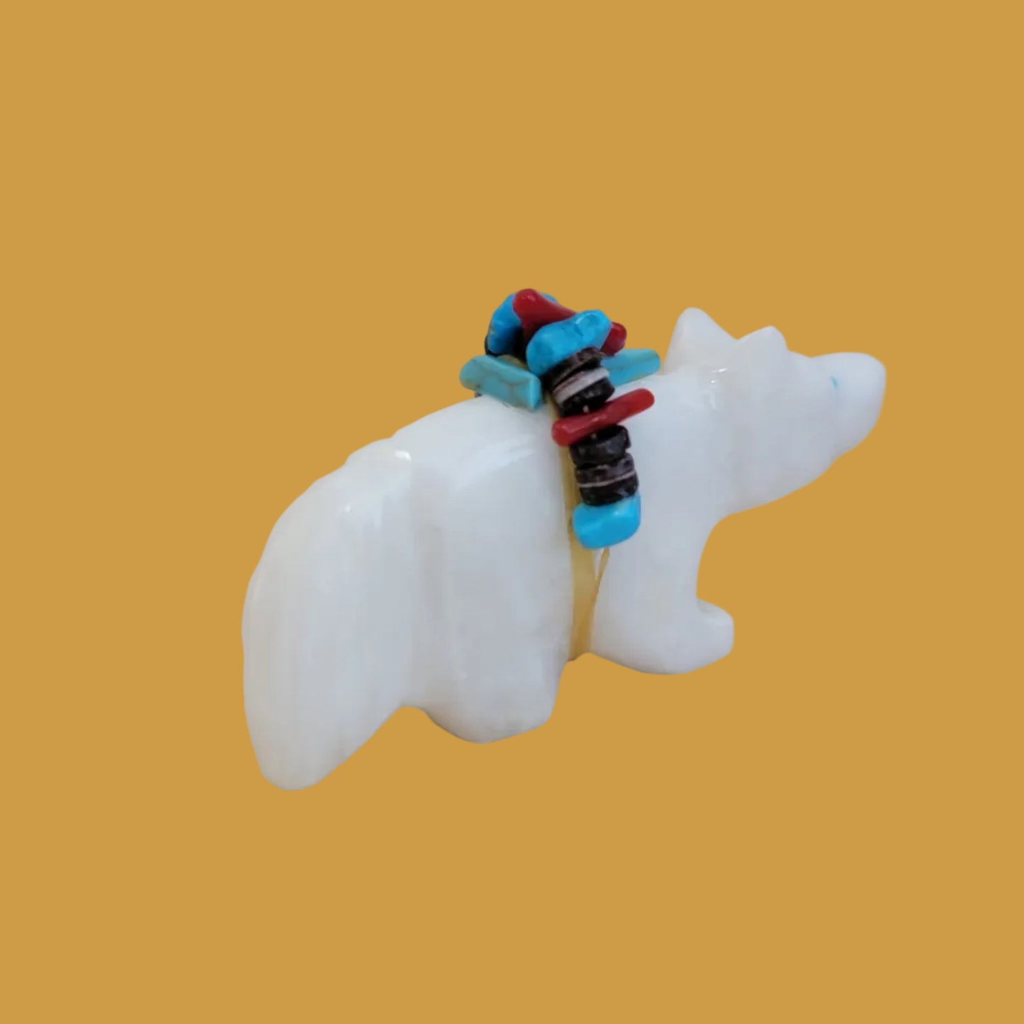 White Alabaster Wolf of The East Zuni Fetish