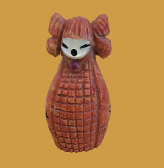 Hopi Style Apple Coral Butterfly Corn Maiden zuni Fetish