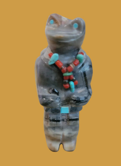 Mister Fancy Zuni Frogman Travertine Zuni Fetish