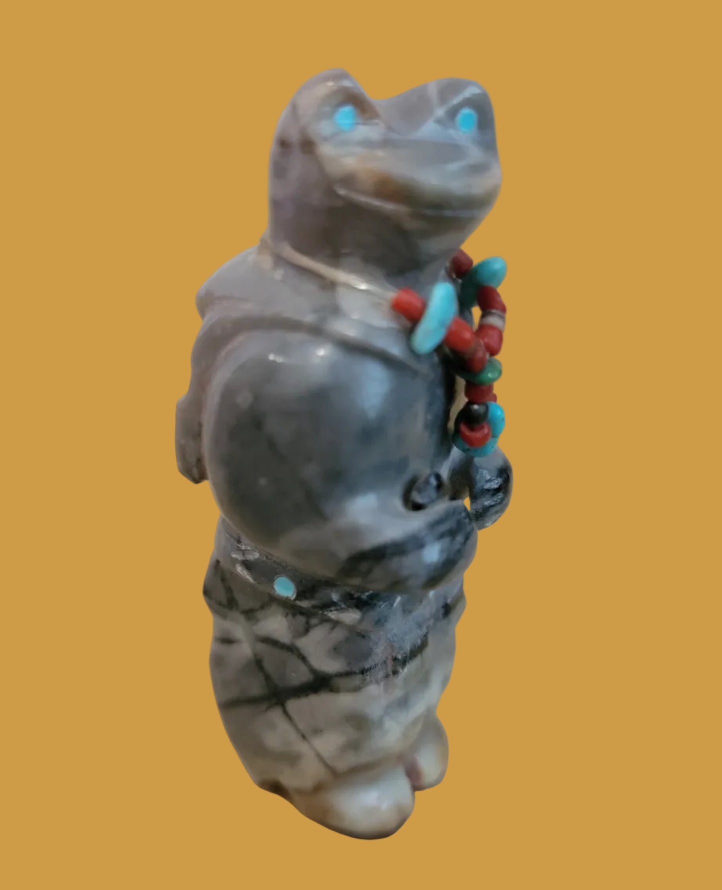 Mister Fancy Zuni Frogman Travertine Zuni Fetish