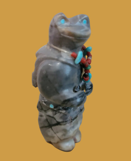 Mister Fancy Zuni Frogman Travertine Zuni Fetish