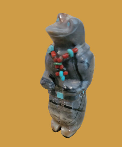 Mister Fancy Zuni Frogman Travertine Zuni Fetish