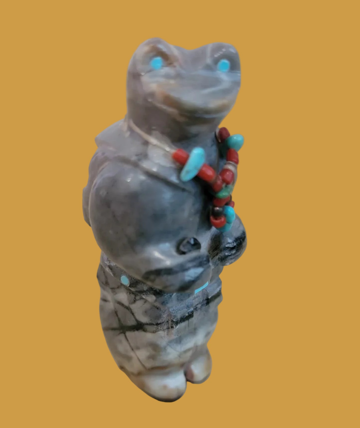 Mister Fancy Zuni Frogman Travertine Zuni Fetish