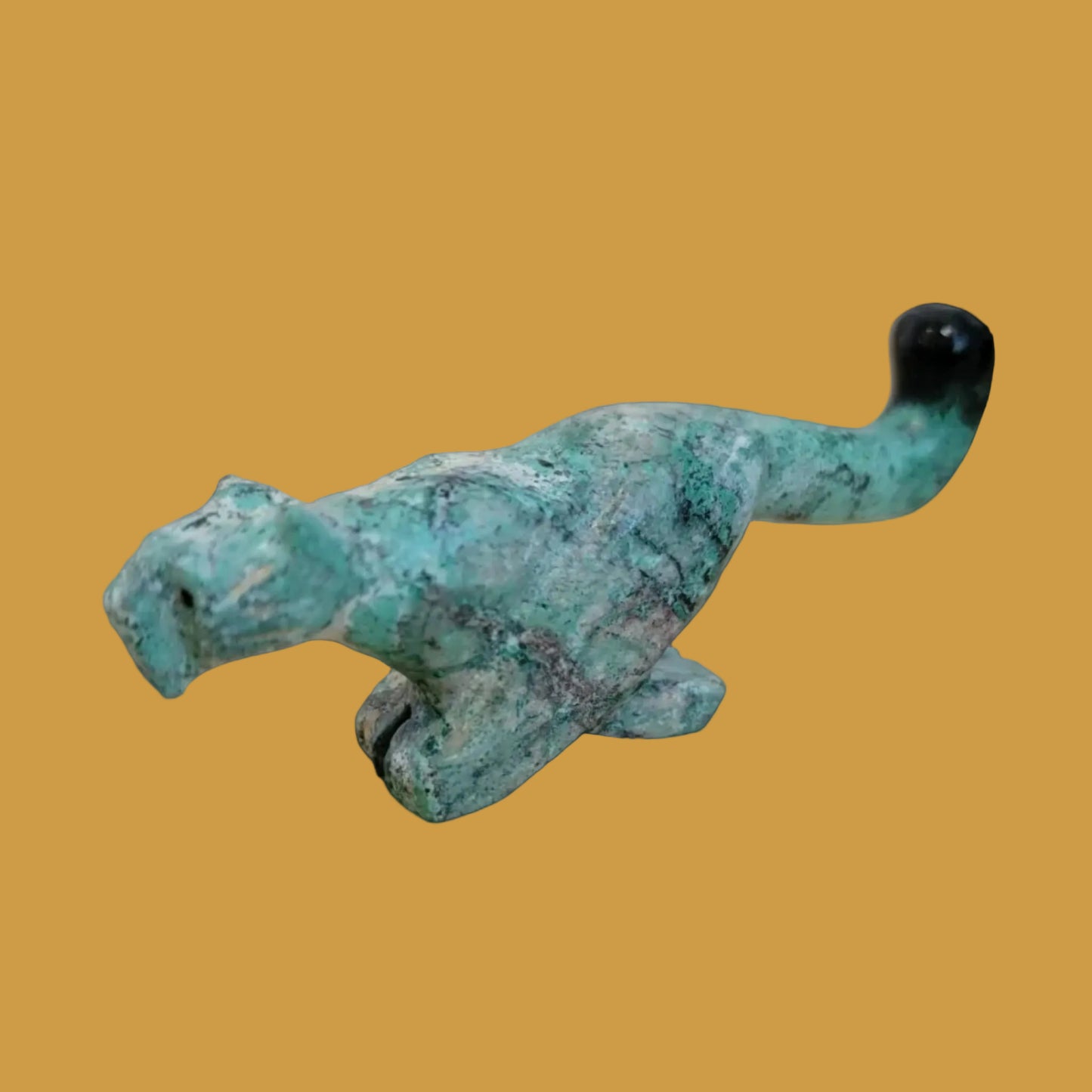 Cool African Turquoise Mountain Lion on the Run Zuni Fetish