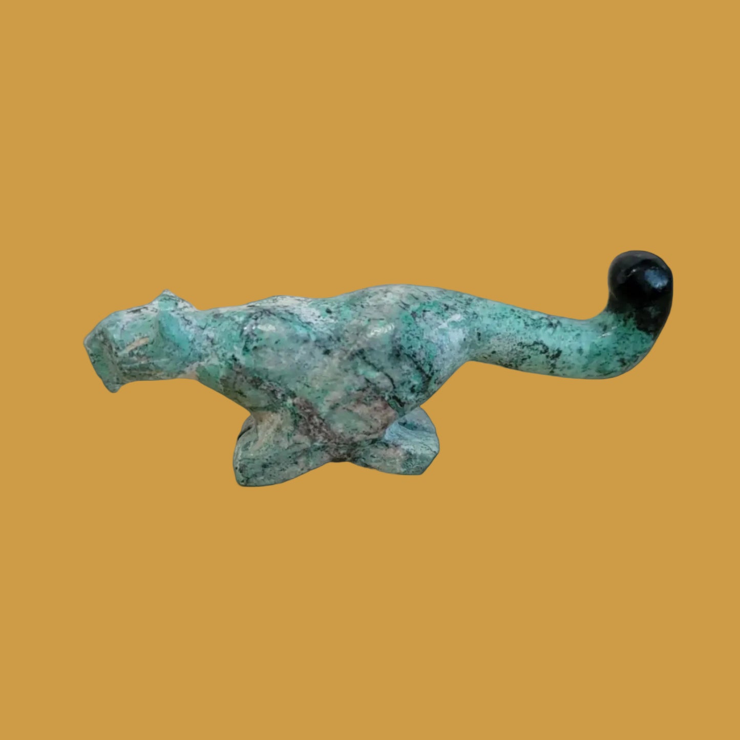 Cool African Turquoise Mountain Lion on the Run Zuni Fetish