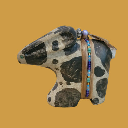 Spotted Painted Navajo Bunny Rabbit w/ Seed Bead Bundle Zuni Fetish