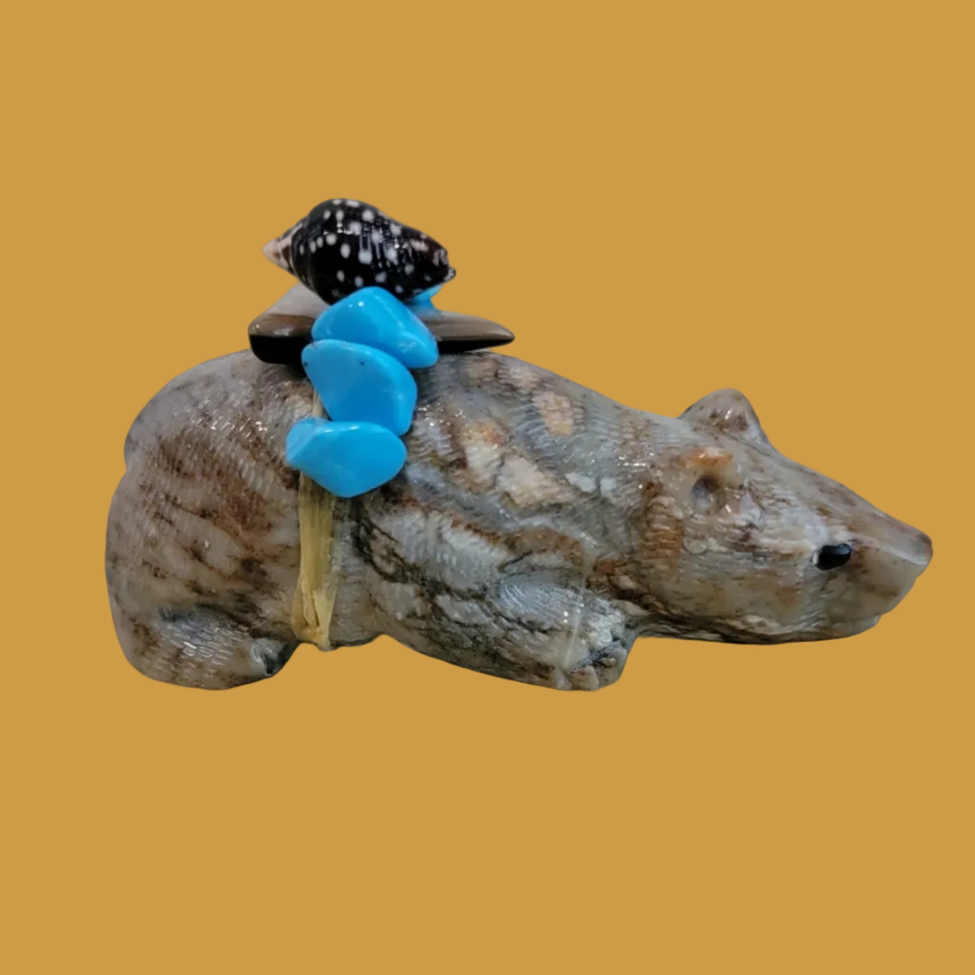 Sweet Bear Cub w/ Pretty Pack Zuni Fetish