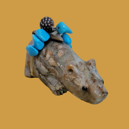Sweet Bear Cub w/ Pretty Pack Zuni Fetish