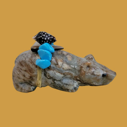 Sweet Bear Cub w/ Pretty Pack Zuni Fetish