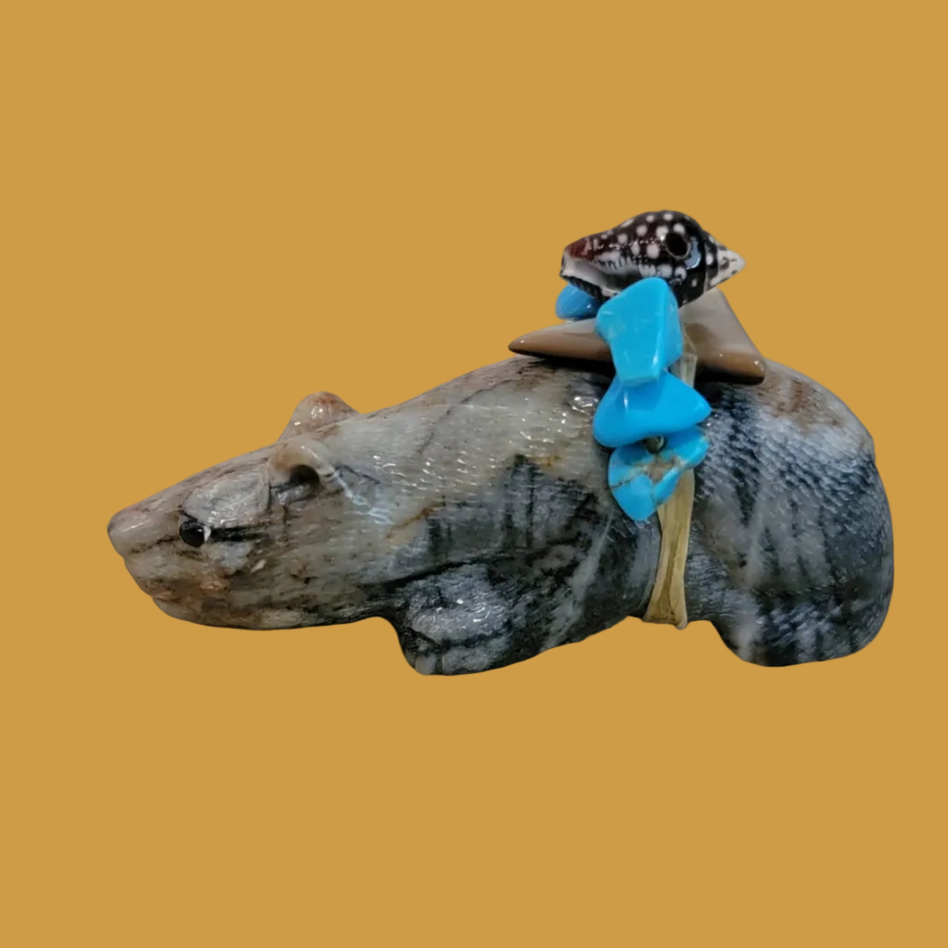 Sweet Bear Cub w/ Pretty Pack Zuni Fetish