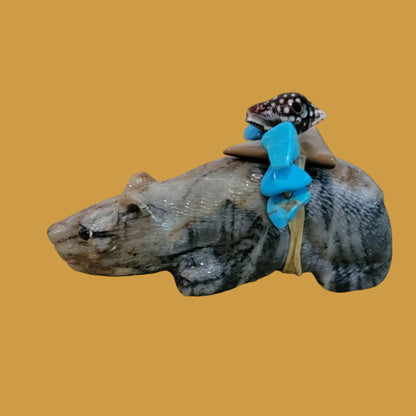 Sweet Bear Cub w/ Pretty Pack Zuni Fetish