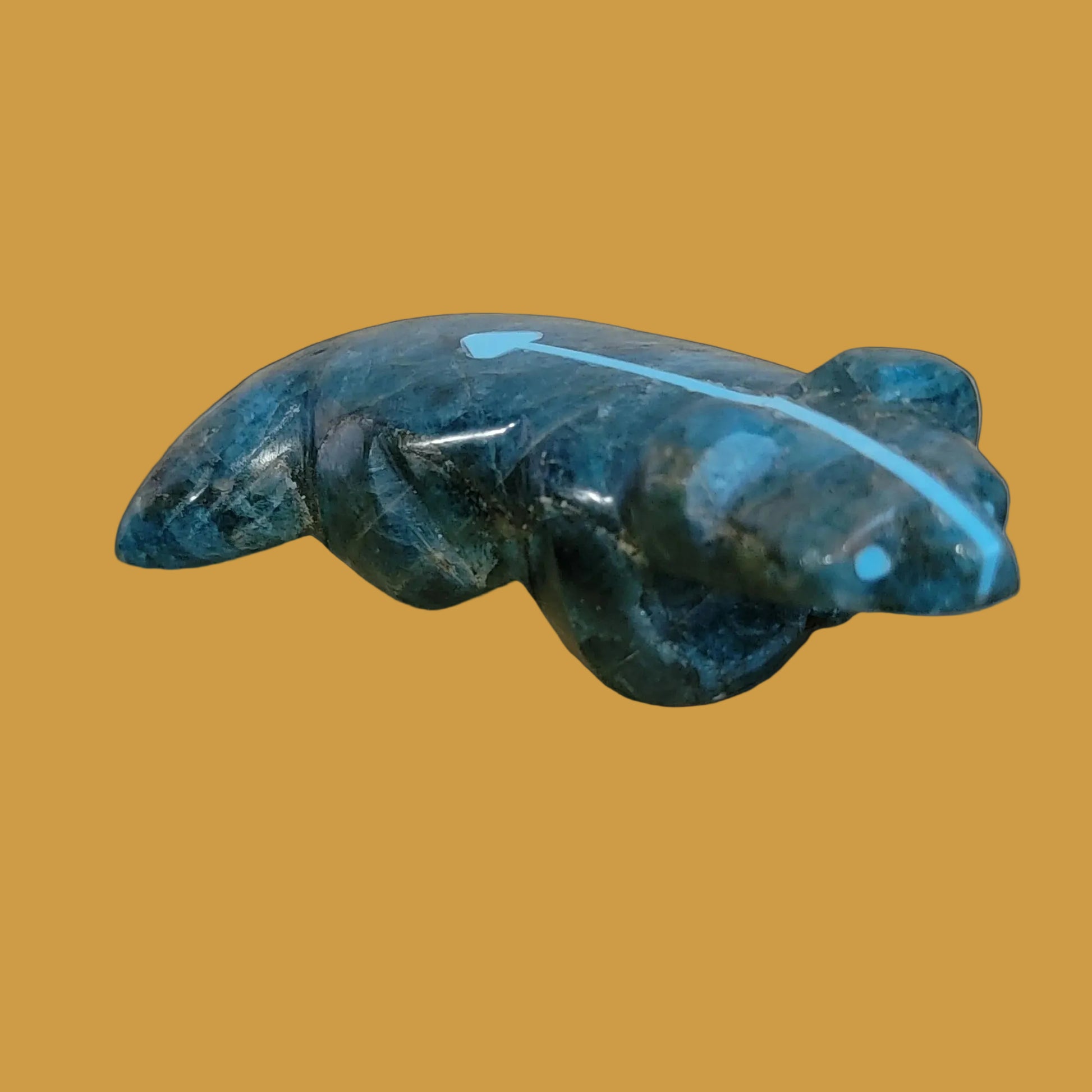 Beautiful Blue Apatite w/ Heartline Badger Zuni Fetish