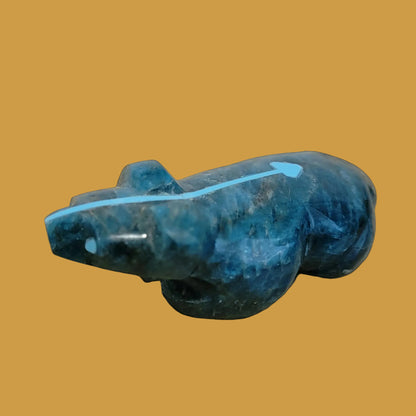 Beautiful Blue Apatite w/ Heartline Badger Zuni Fetish