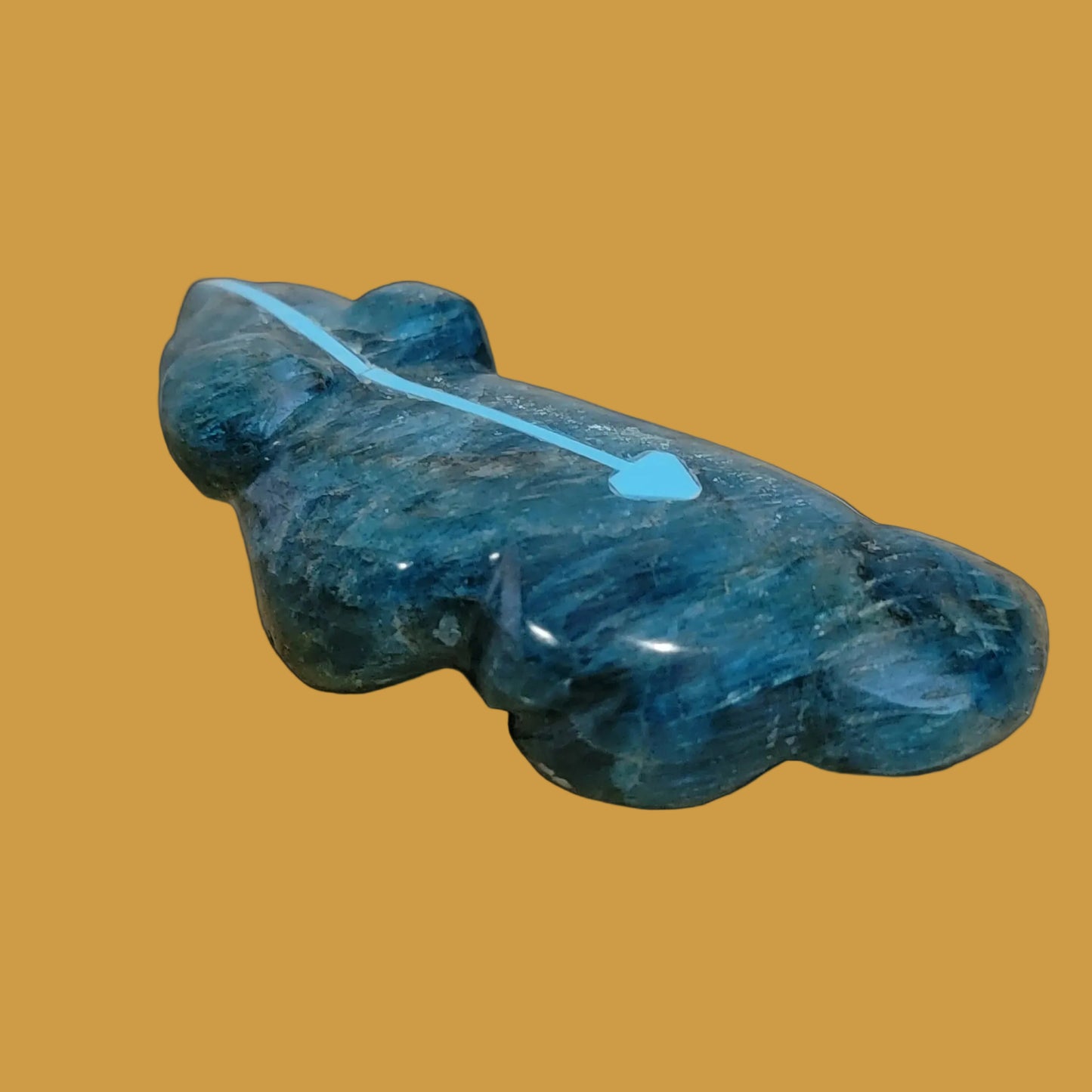 Beautiful Blue Apatite w/ Heartline Badger Zuni Fetish