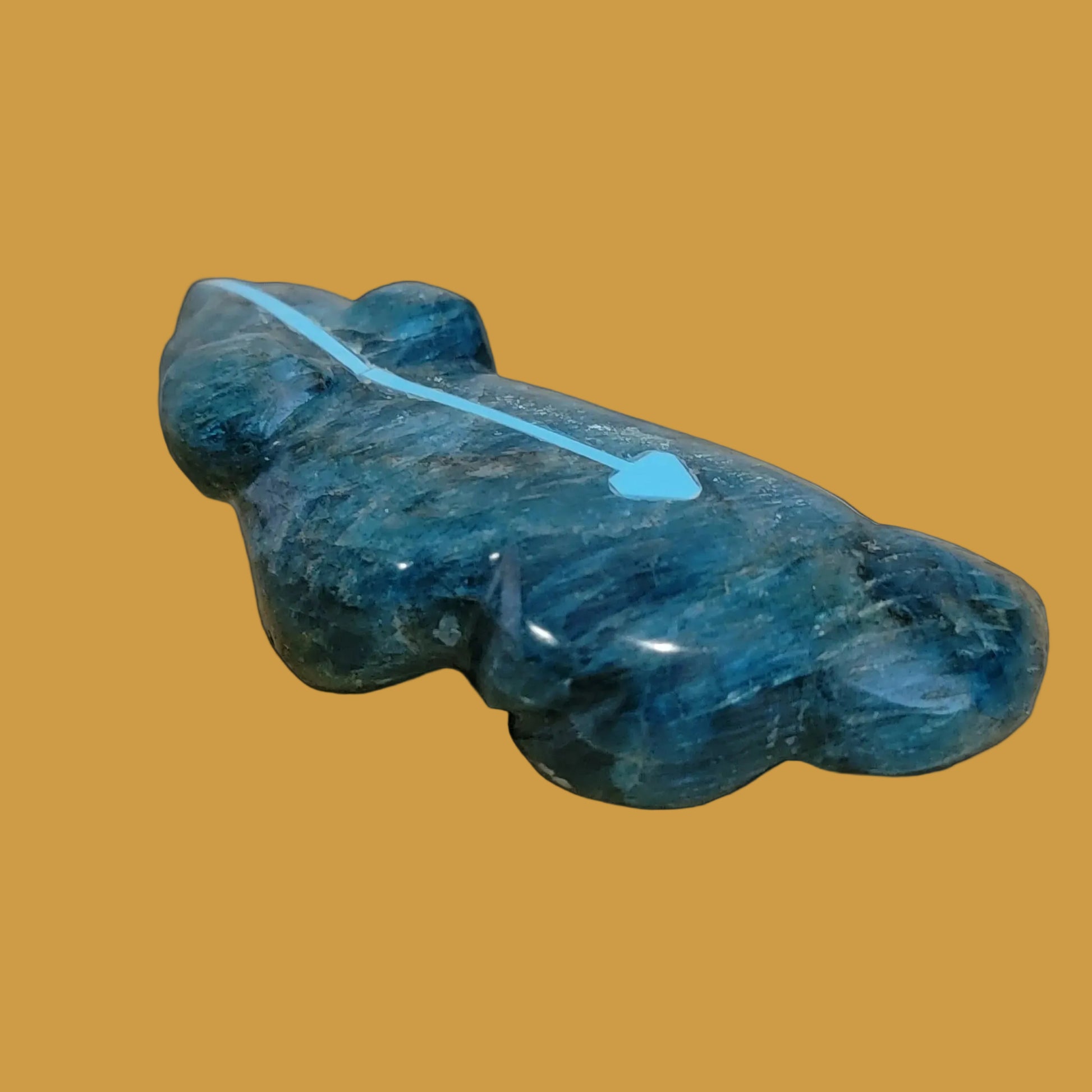 Beautiful Blue Apatite w/ Heartline Badger Zuni Fetish