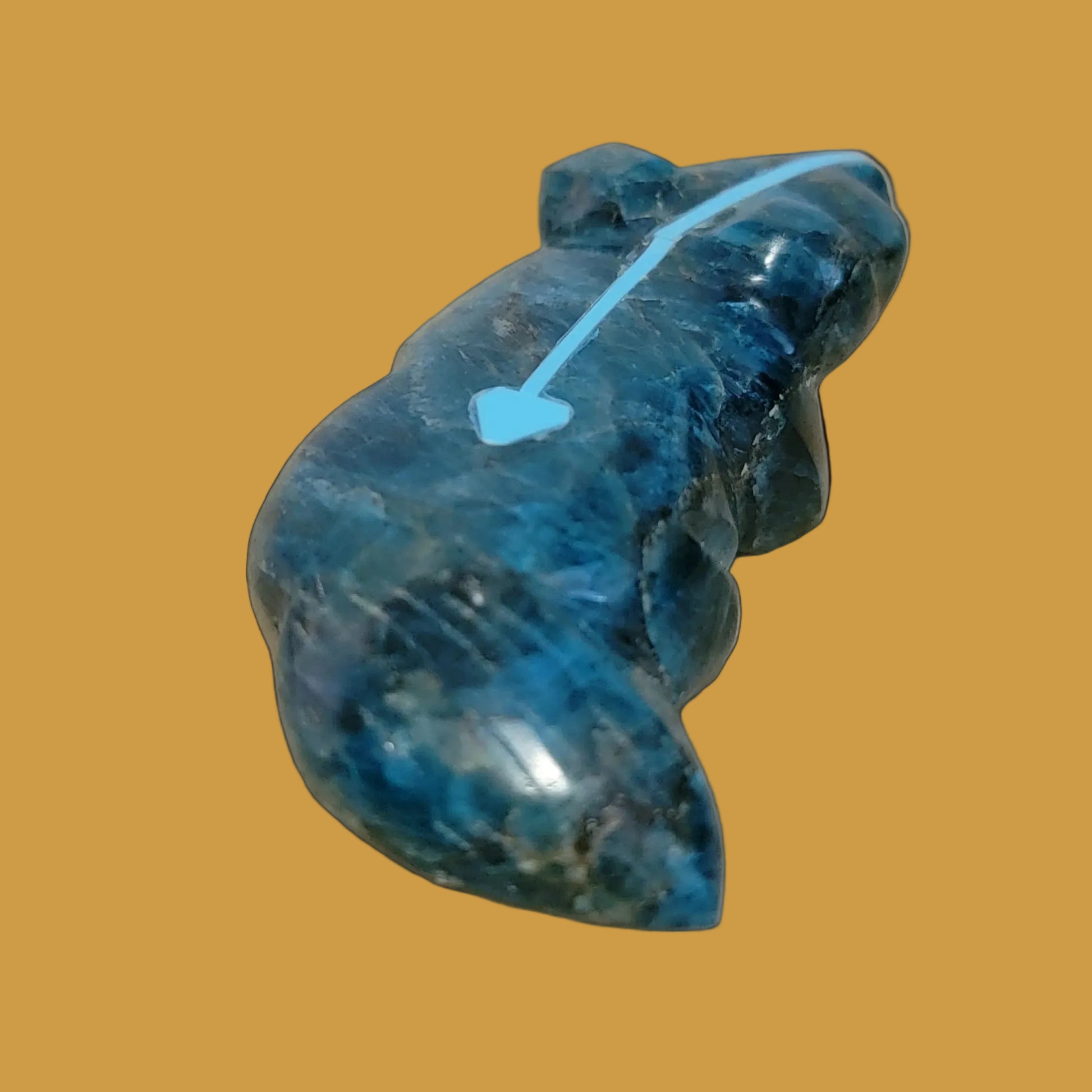 Beautiful Blue Apatite w/ Heartline Badger Zuni Fetish